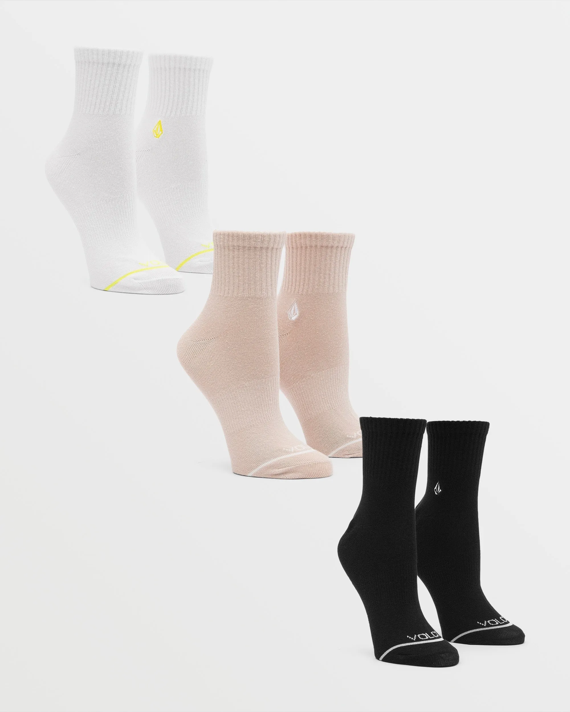 The New Crew Socks 3Pk - Assorted Colors sold by Volcom