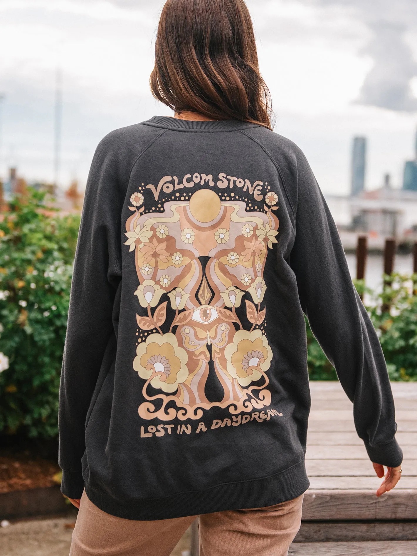 Sun Keep Magic Boyfriend Crew Sweatshirt - Vintage Black sold by Volcom