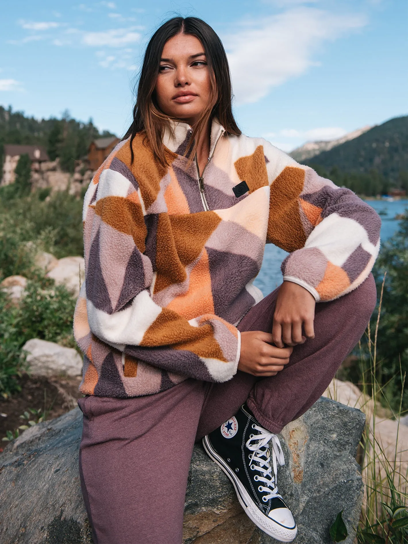 Pheelin It Mock Neck Sweatshirt - Multi sold by Volcom