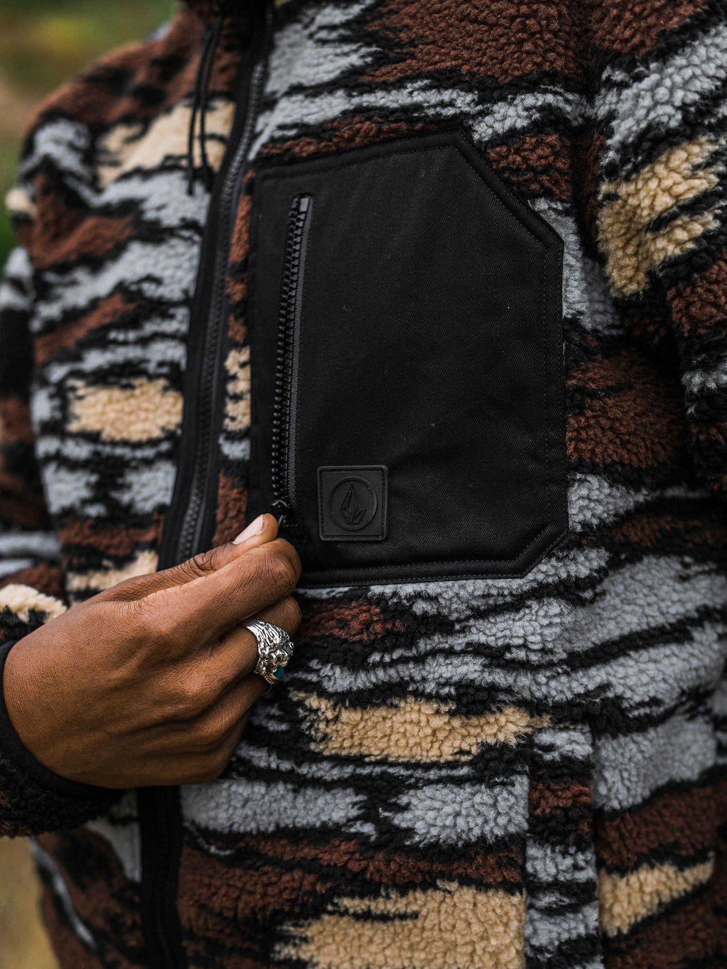 Muzzer Fuzzar Zip Fleece Jacket - Bark Brown sold by Volcom product image thumbnail 3