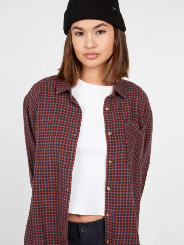 Plaid To Meet U Long Sleeve Flannel - Midnight Blue sold by Volcom
