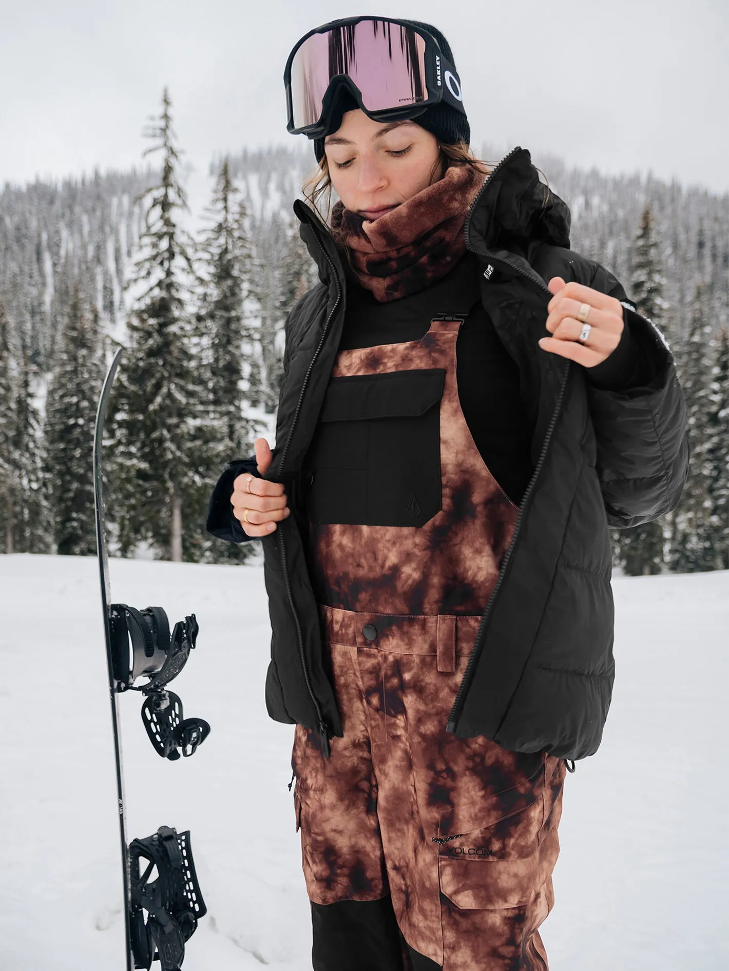 Womens Creston 3D Stretch Bib Overalls - Pink Salt Wash sold by Volcom product image thumbnail 3