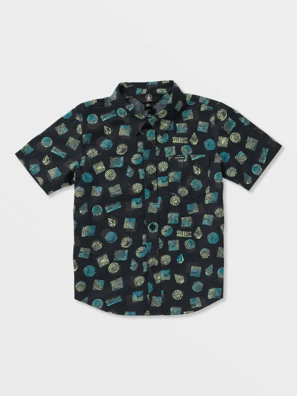 Little Boys Warbler Short Sleeve Woven Shirt - Black sold by Volcom