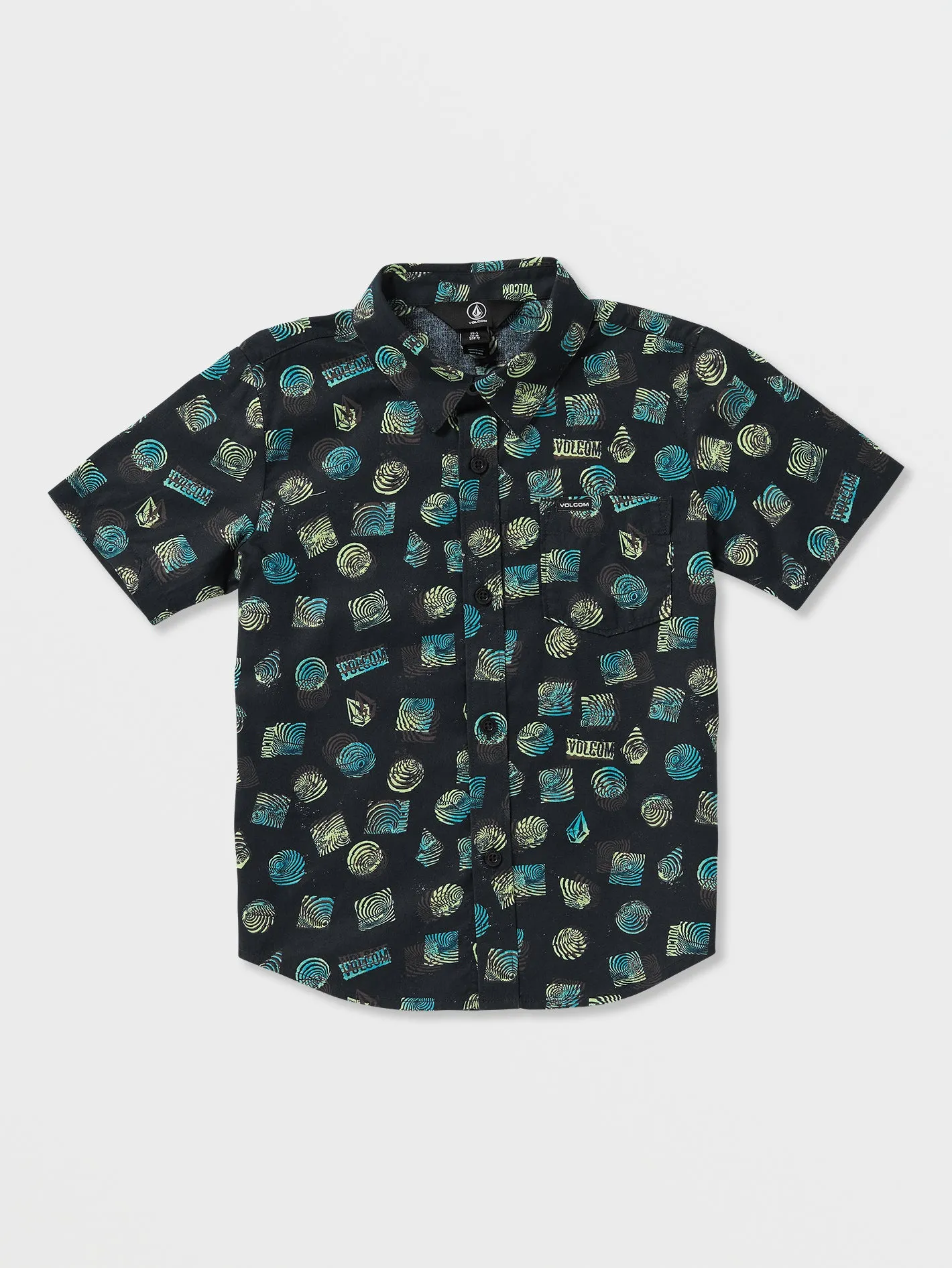 Little Boys Warbler Short Sleeve Woven Shirt - Black sold by Volcom