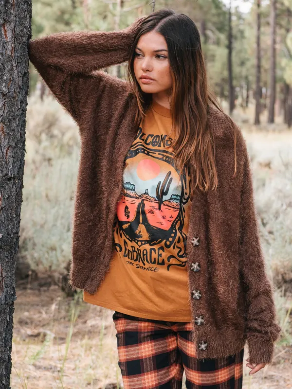 Fuzzigan Cardigan - Chocolate sold by Volcom
