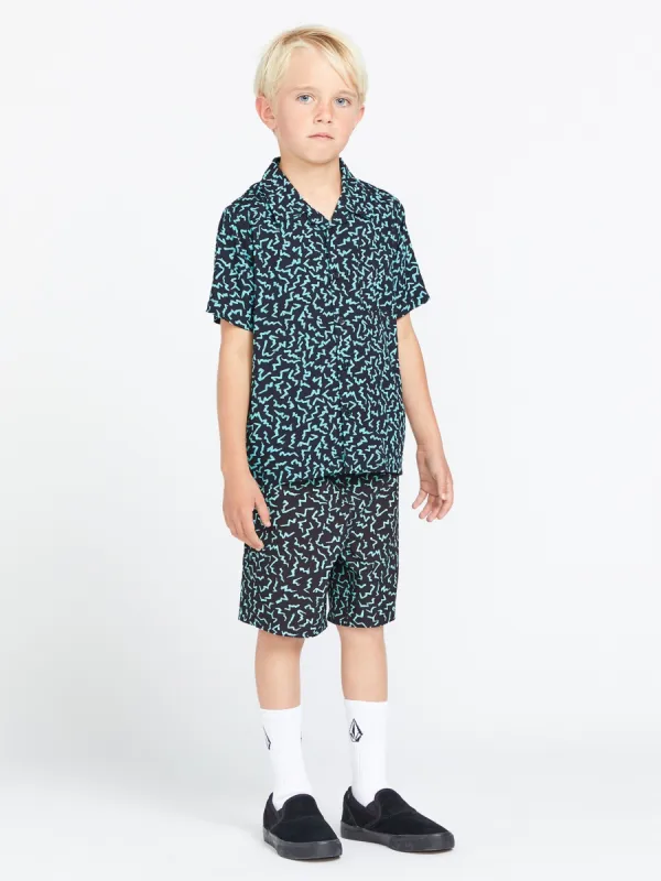 Little Boys Asphalt Beach Short Sleeve Shirt - Black sold by Volcom
