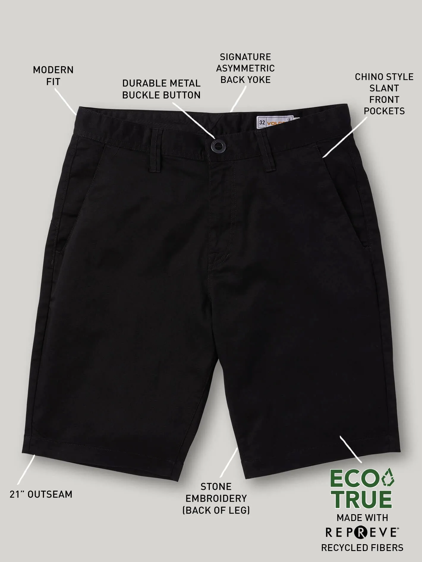 Frickin Chino Shorts - Black sold by Volcom product image thumbnail 4