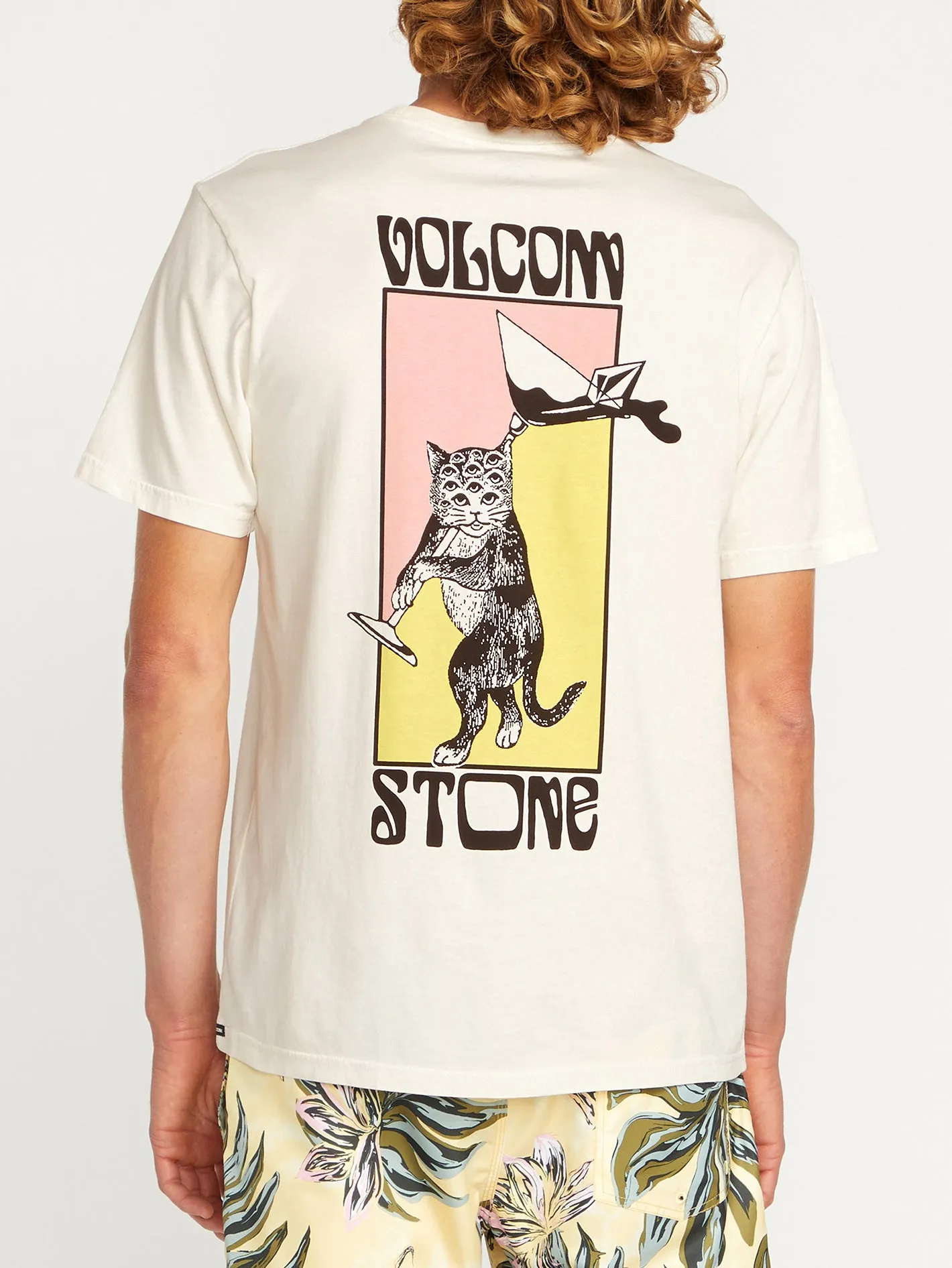 Feline Short Sleeve Tee - Cream sold by Volcom product image thumbnail 2