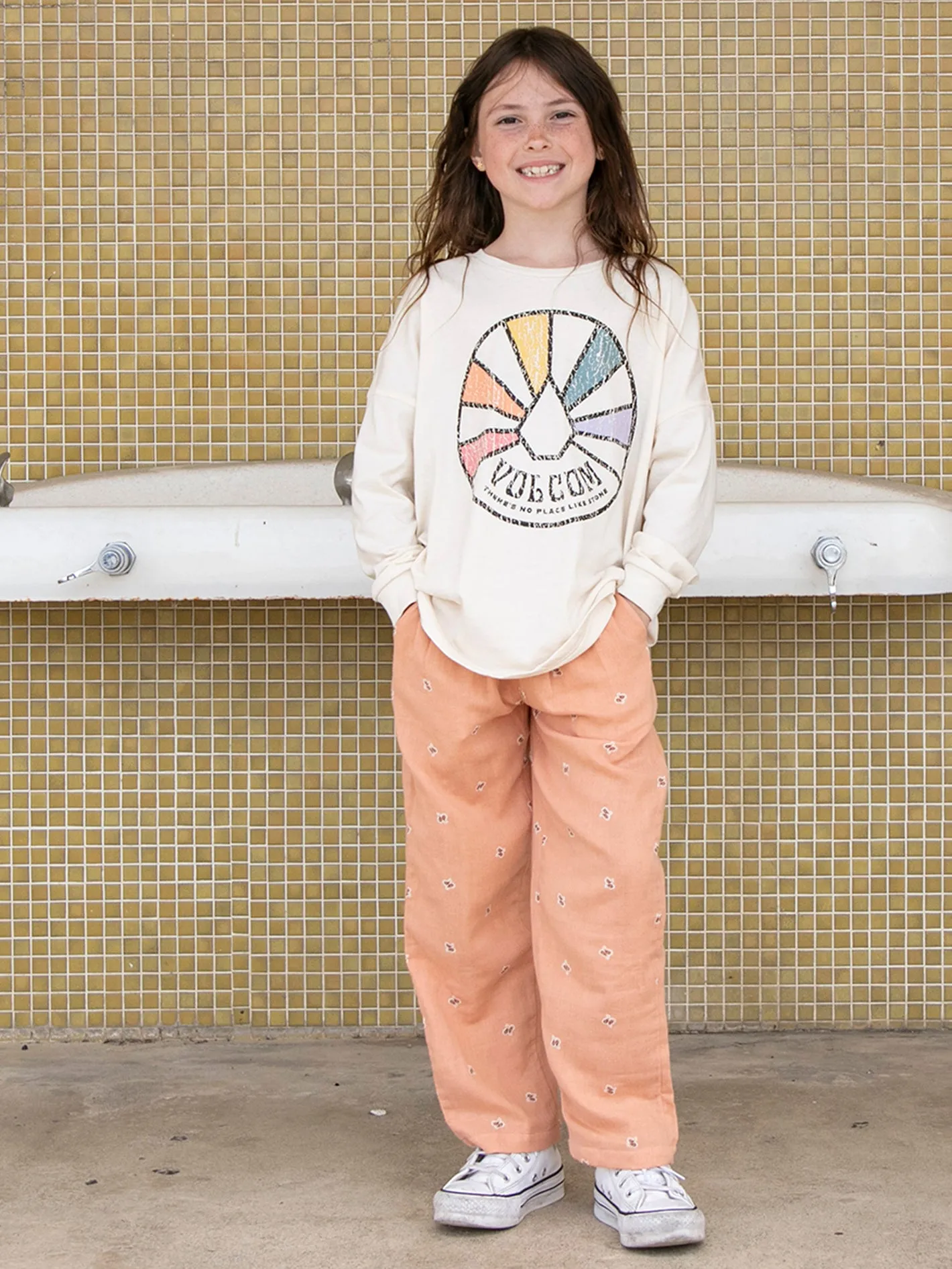 Girls Werkin Doubles Long Sleeve Tee - Cloud sold by Volcom