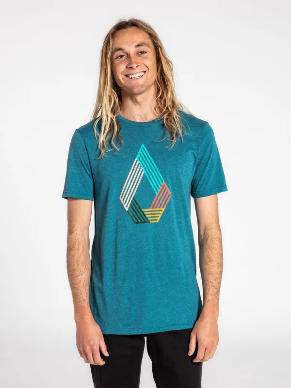 Volcom Says Short Sleeve Tee - Mosaic Blue Heather sold by Volcom