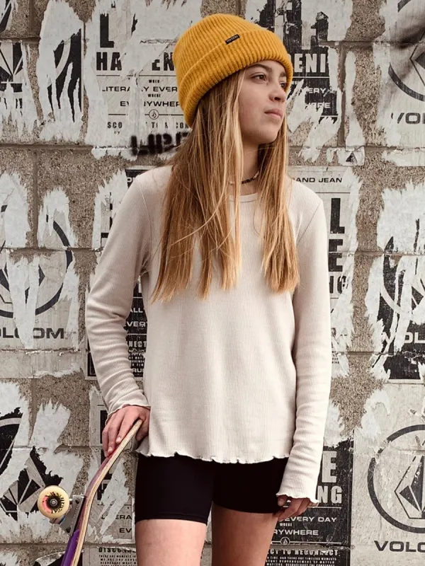 Girls Lived In Lounge Thermal Long Sleeve Top - Bone sold by Volcom