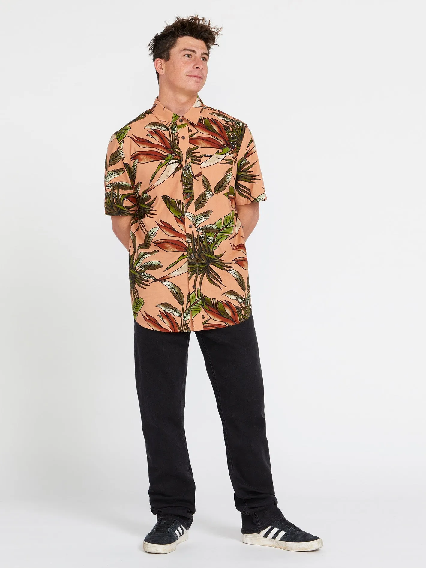Indospray Floral Woven Short Sleeve Shirt - Sanddune sold by Volcom product image thumbnail 4