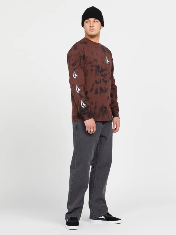 Iconic Stone Dye Long Sleeve Tee - Mahogany sold by Volcom