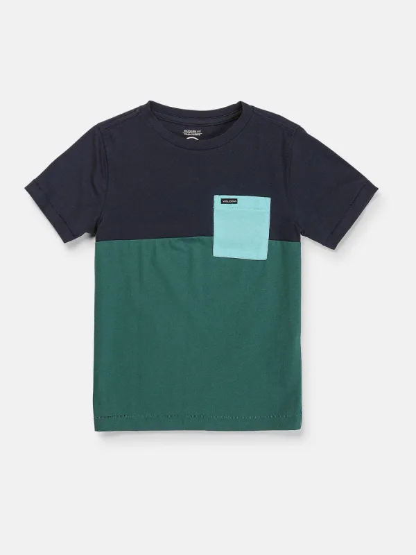 Little Boys Block Stone Crew Short Sleeve Tee - Navy sold by Volcom