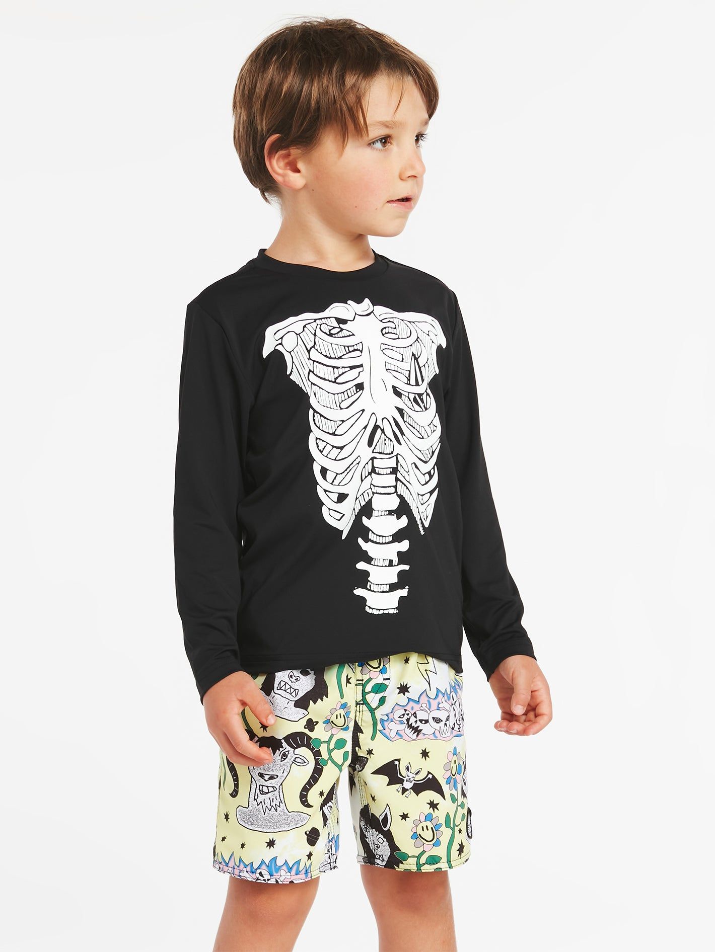 Little Boys Skeleton Long Sleeve Rashguard - Black sold by Volcom product image thumbnail 4