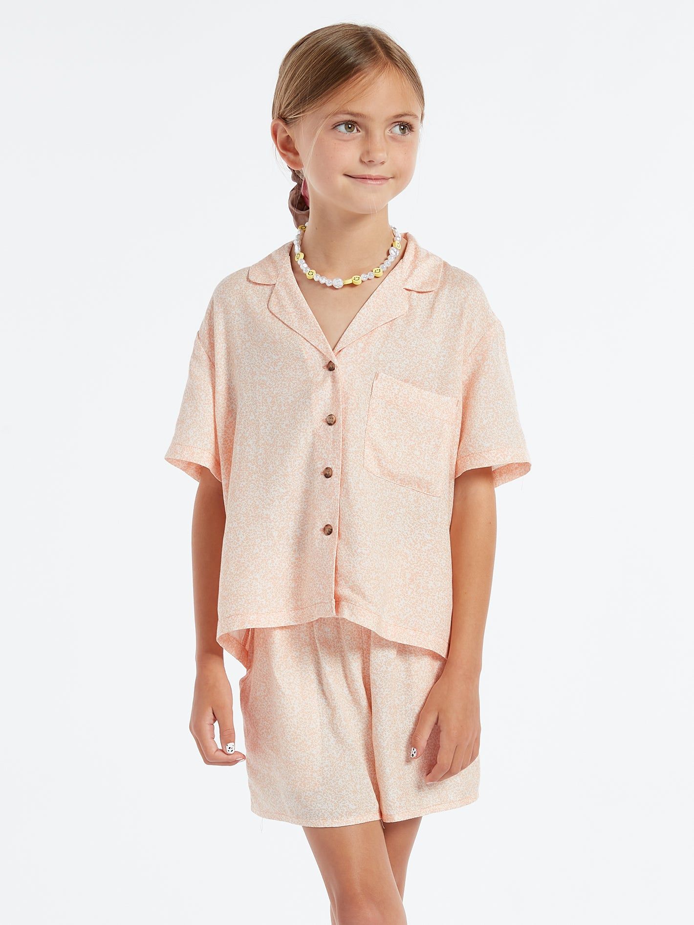 Girls Static Bloom Short Sleeve Top - Hazey Pink sold by Volcom product image thumbnail 4