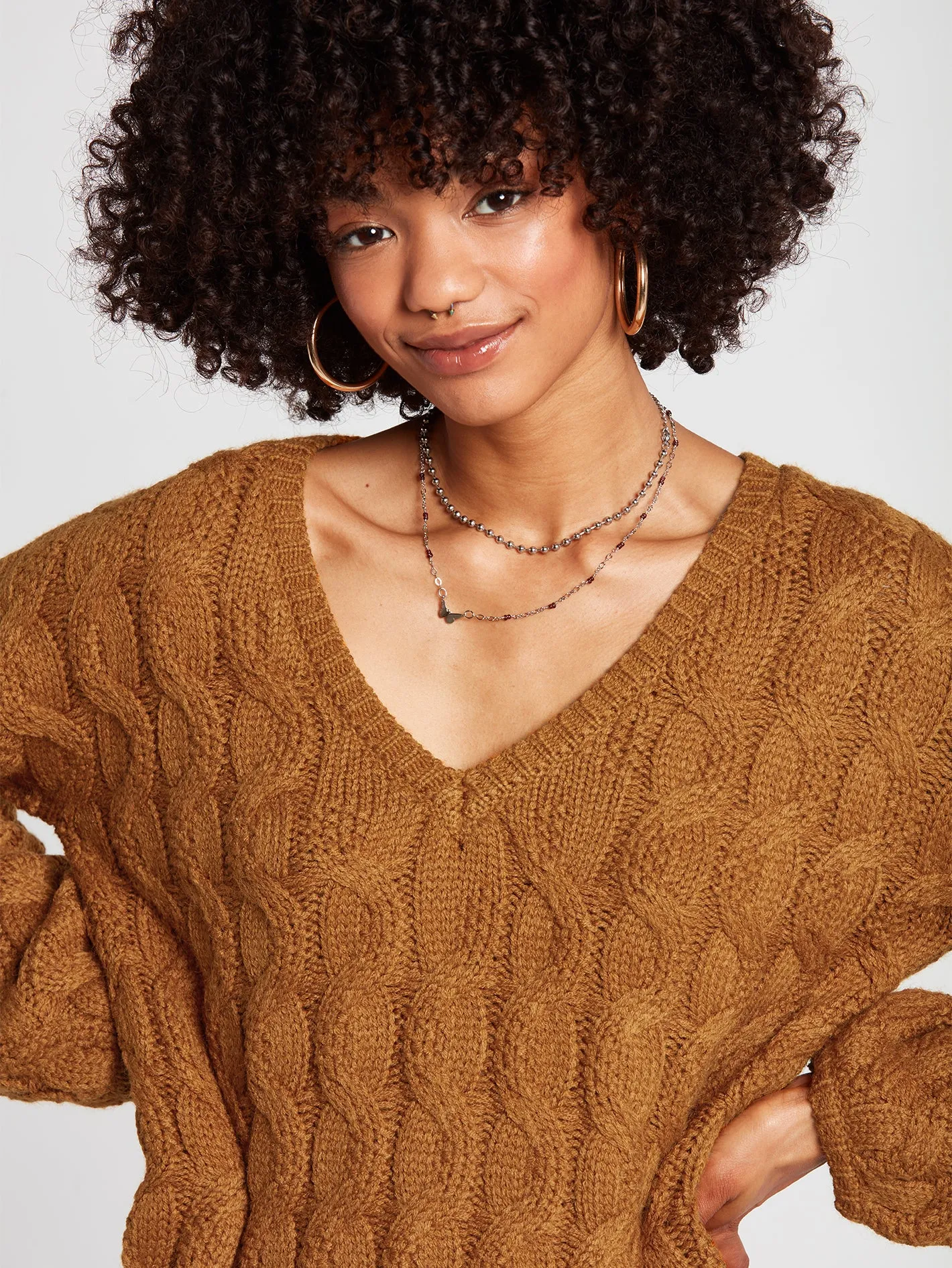 Bingable Cable Knit Sweater - Bronze sold by Volcom product image thumbnail 4