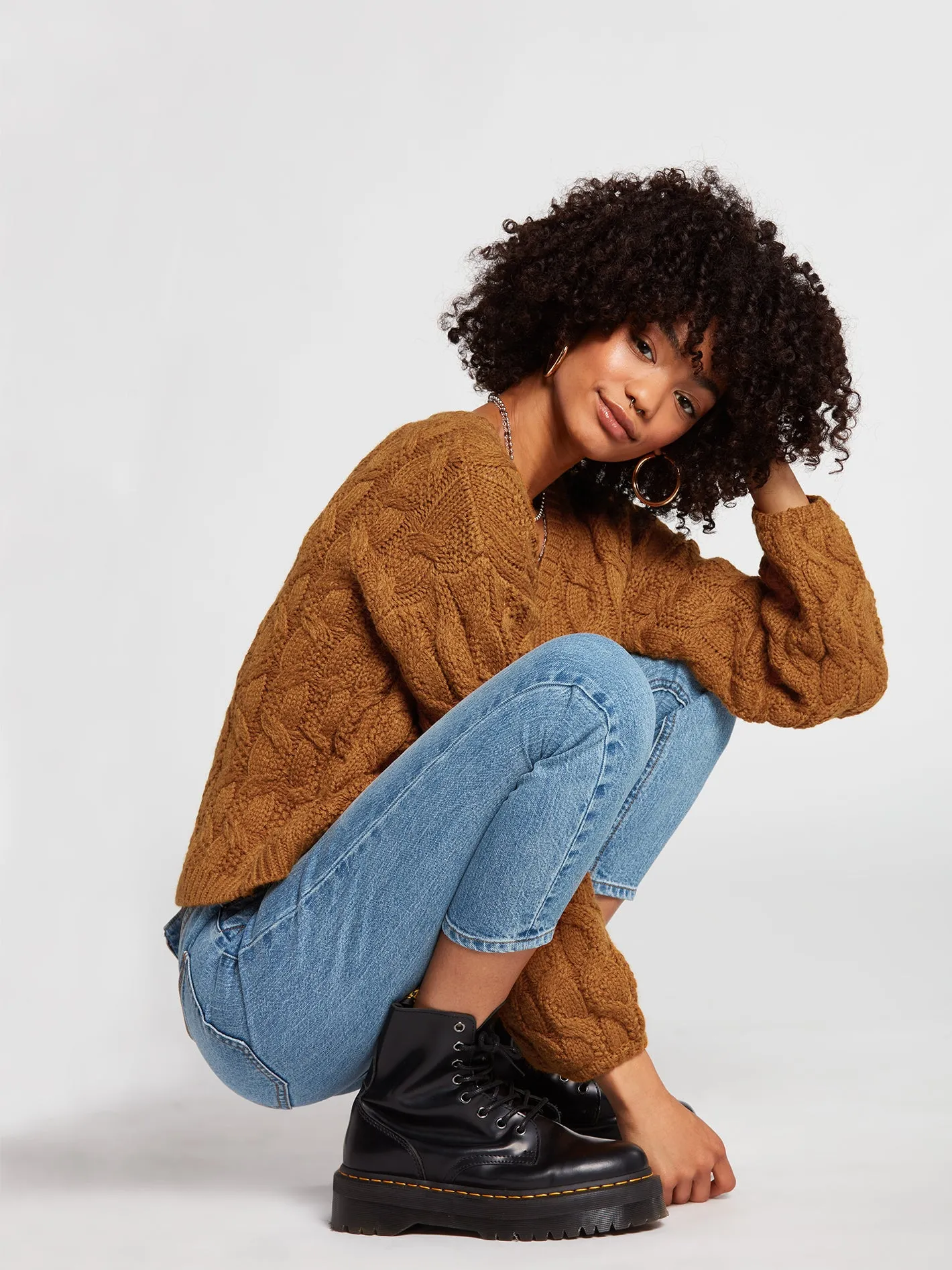 Bingable Cable Knit Sweater - Bronze sold by Volcom