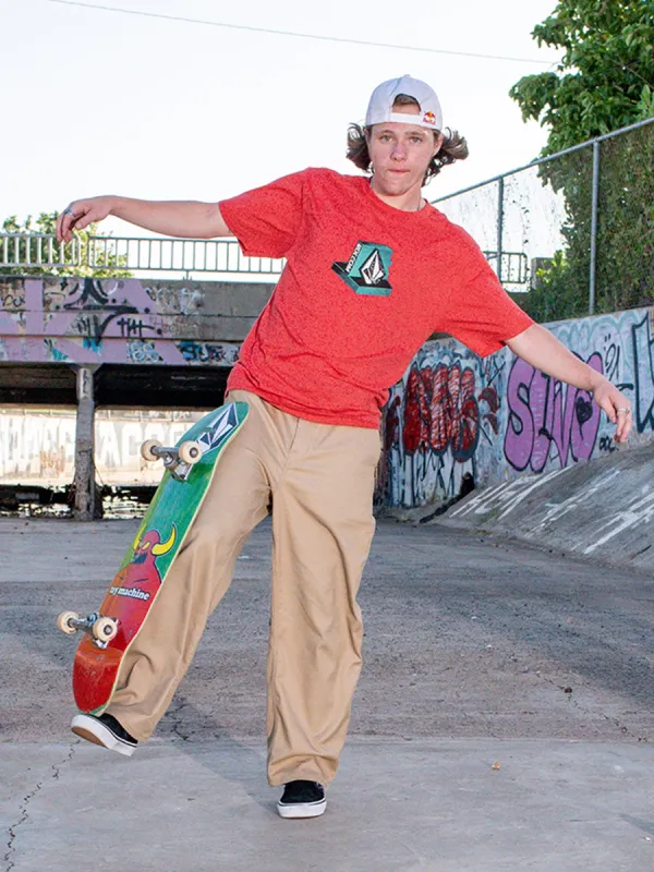 Leanin Short Sleeve Tee - Flash Red sold by Volcom