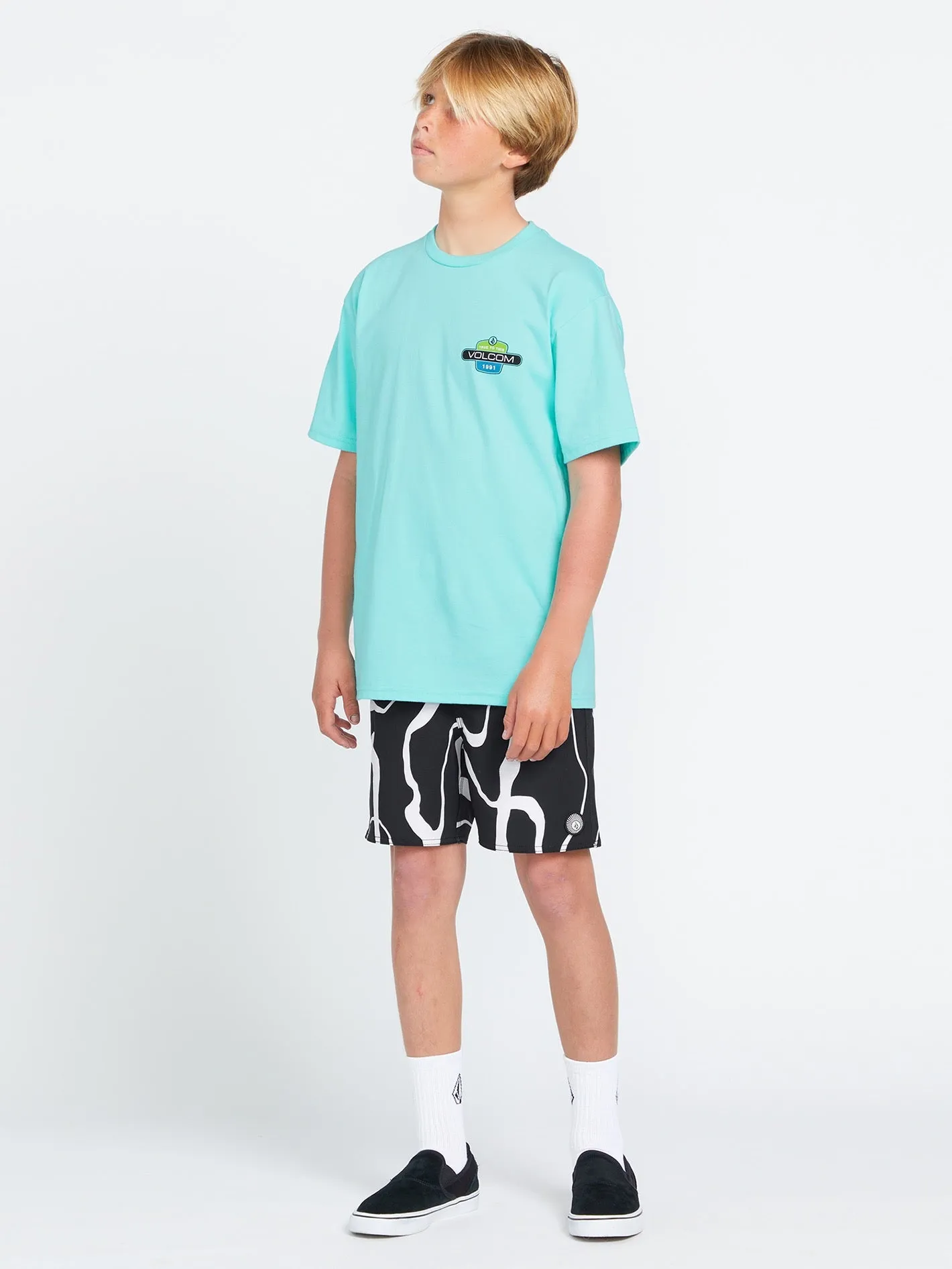 Big Boys Baffle Trunks - Black White sold by Volcom