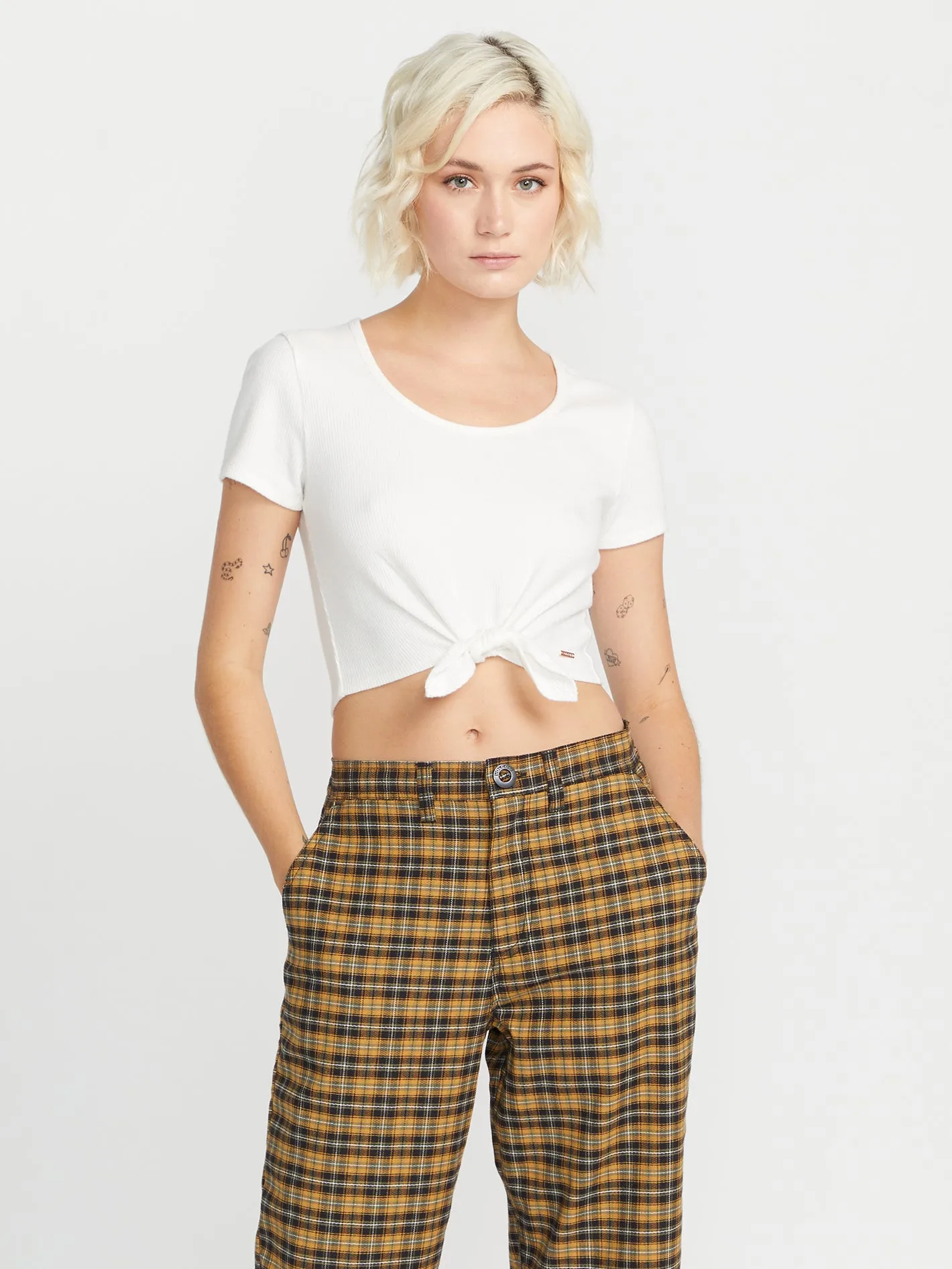 Lived in Lounge Rib Tie Front Short Sleeve Shirt - Star White sold by Volcom product image thumbnail 2