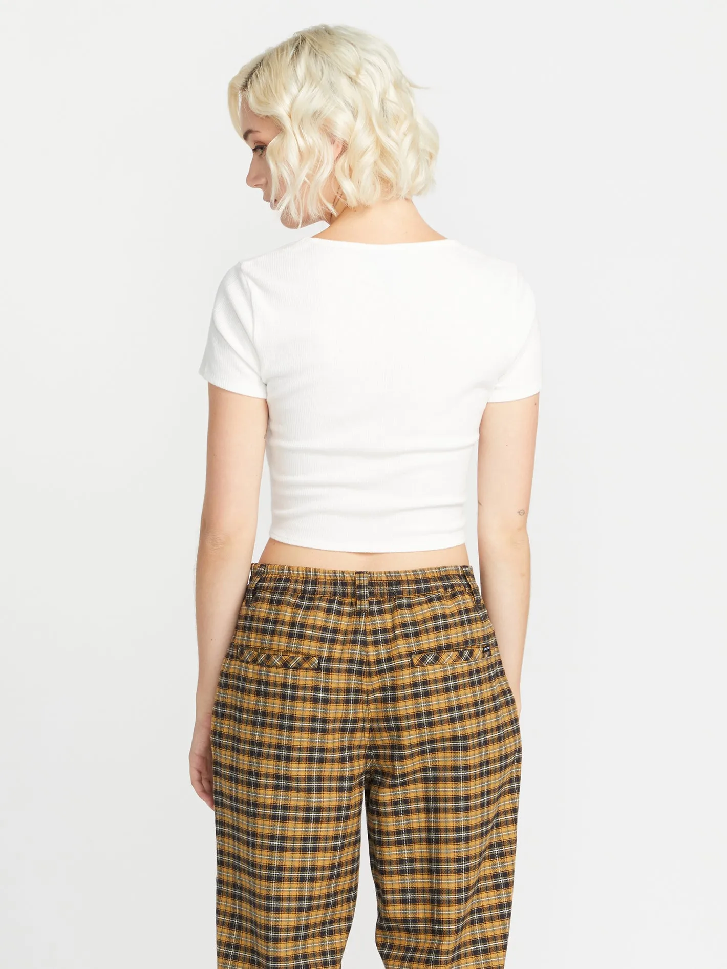 Lived in Lounge Rib Tie Front Short Sleeve Shirt - Star White sold by Volcom product image thumbnail 3