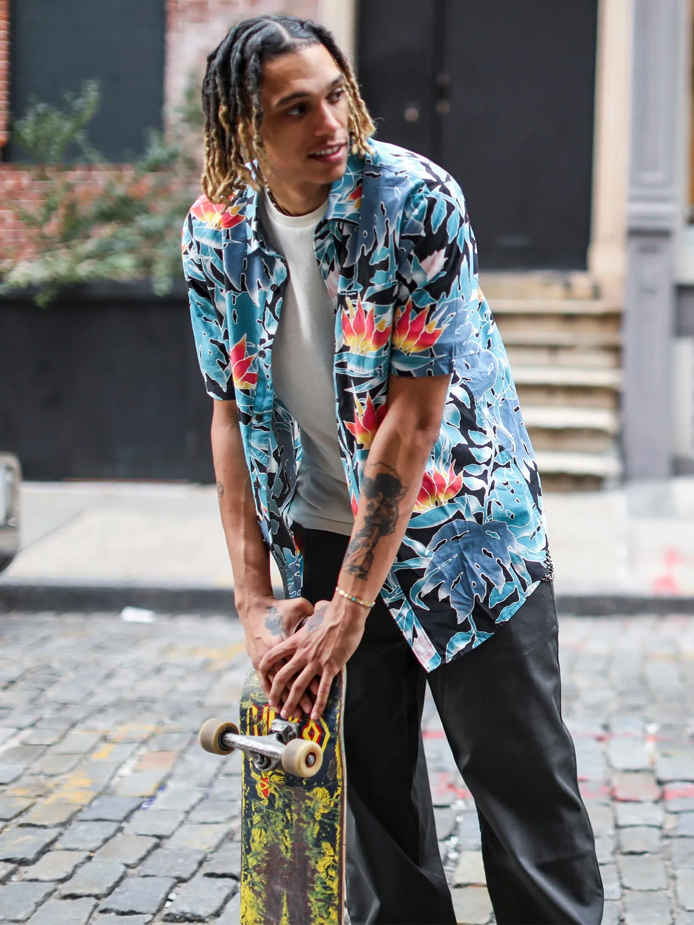 Leaf Pit Floral Short Sleeve Shirt - Black sold by Volcom