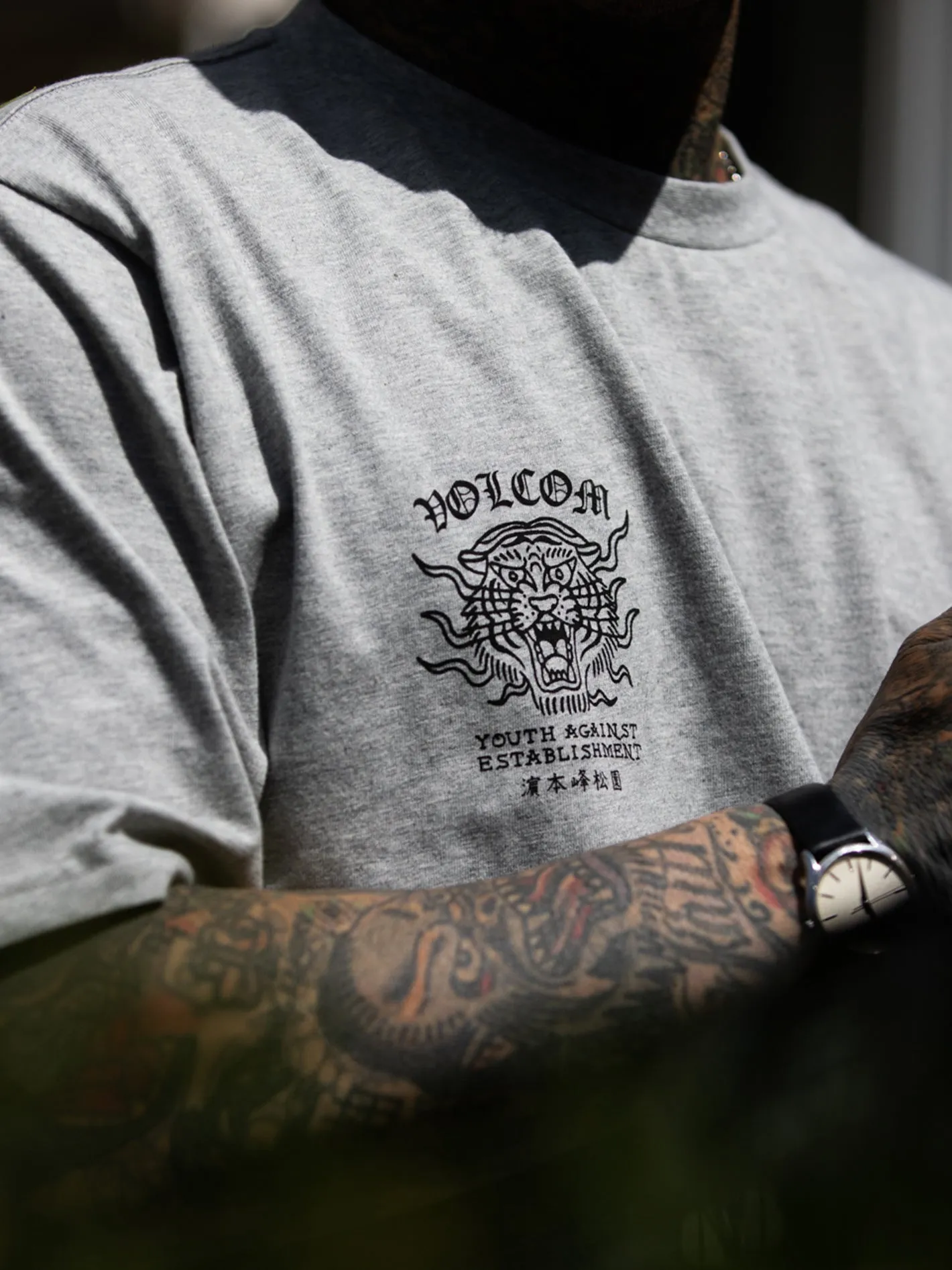 Tokyo True Featured Artist Yusuke Tiger Short Sleeve Tee - Cement Grey sold by Volcom product image thumbnail 2