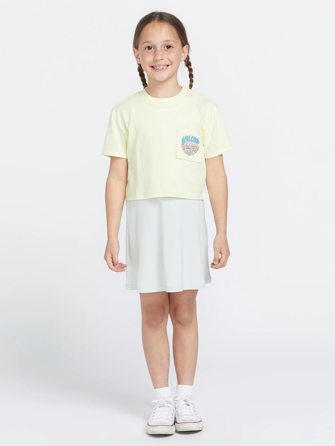 Girls Pocket Dial Tee - Lemon sold by Volcom