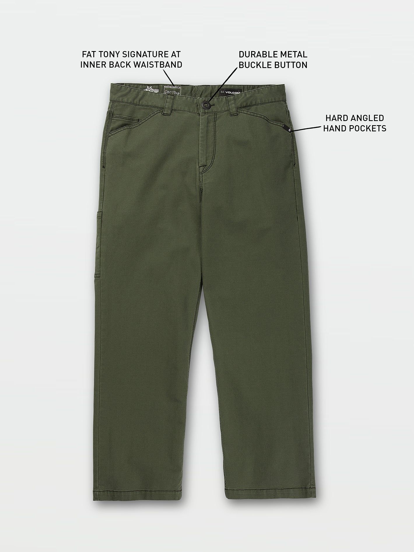 Volcom Entertainment Fat Tony Kraftsman Pants - Squadron Green sold by Volcom product image thumbnail 3