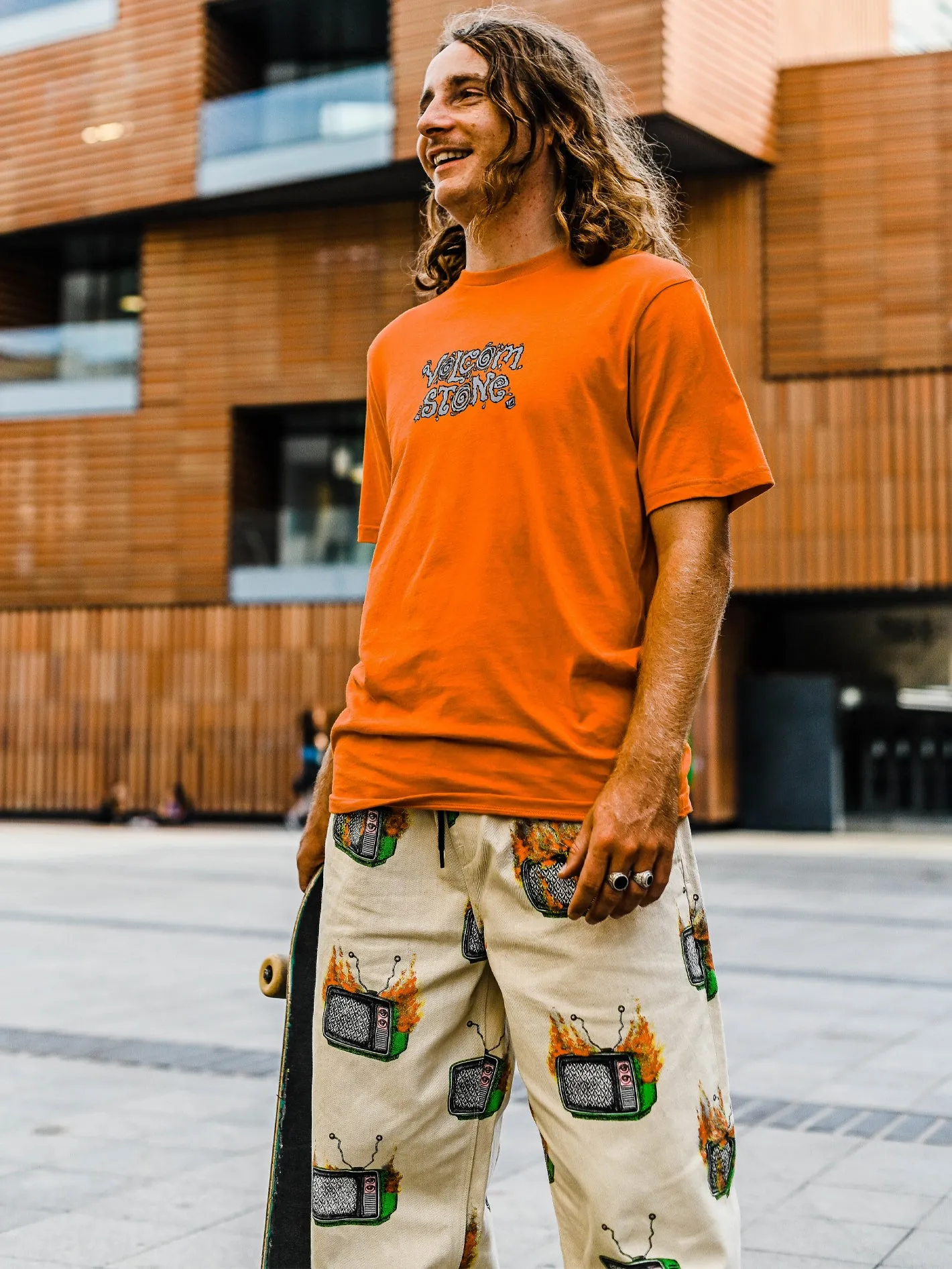 Featured Artist Justin Hager In Type Short Sleeve Tee - Saffron sold by Volcom
