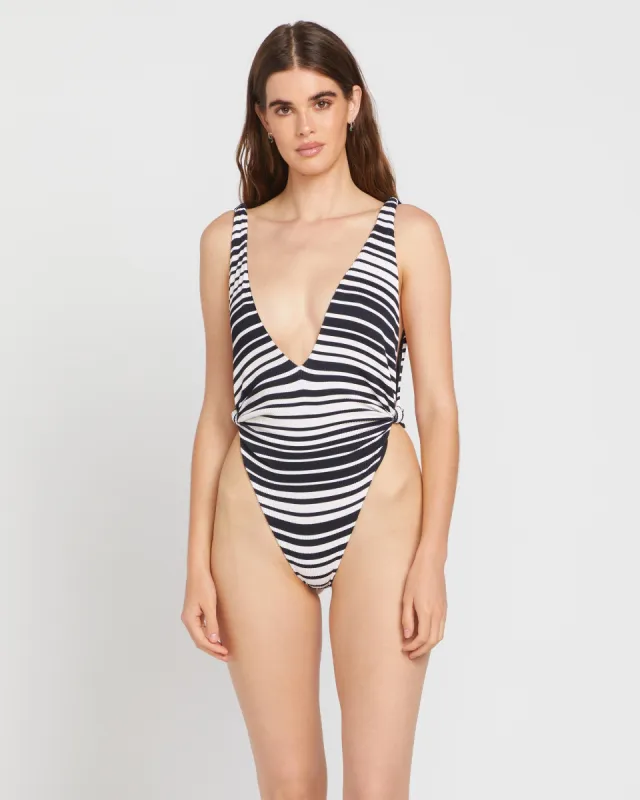 Stay In Line One Piece Swimsuit - Black sold by Volcom