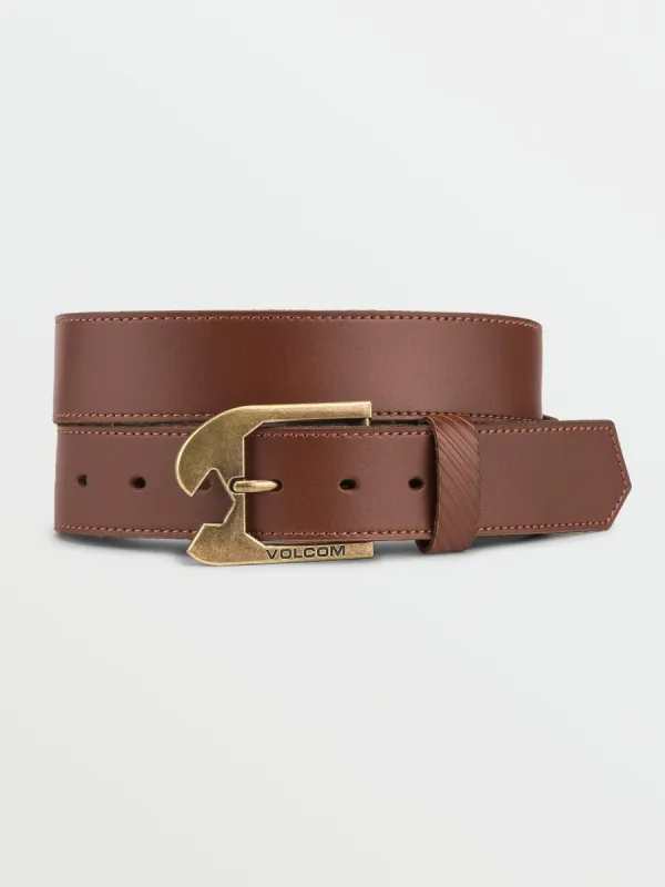 Skully Leather Belt - Brown sold by Volcom