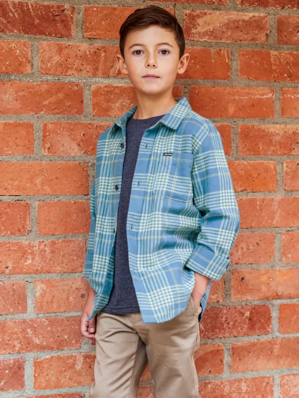Big Boys Caden Plaid Flannel - Indigo Ridge sold by Volcom