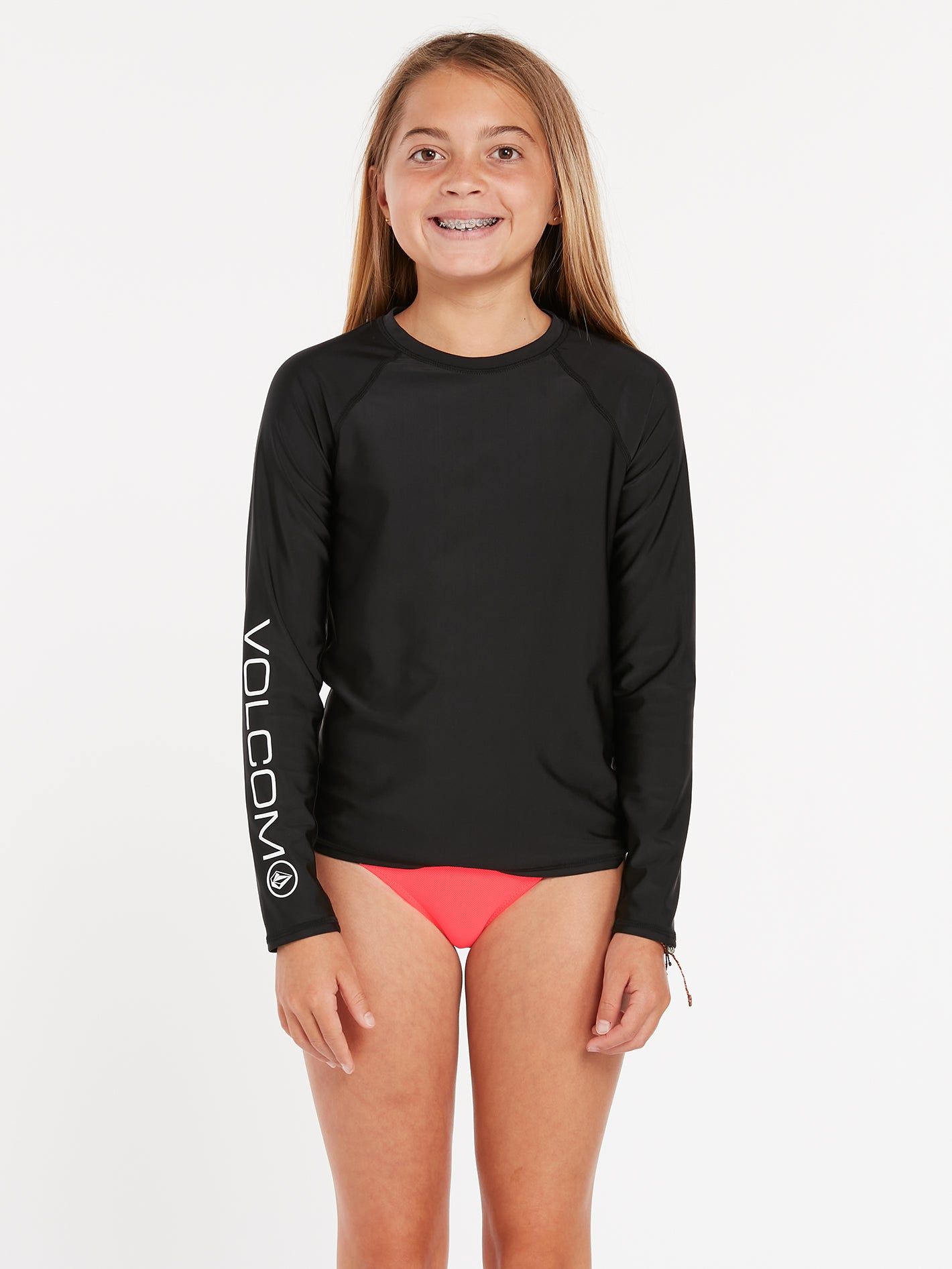 Girls Simply Core Long Sleeve UPF 50 Rashguard - Black sold by Volcom
