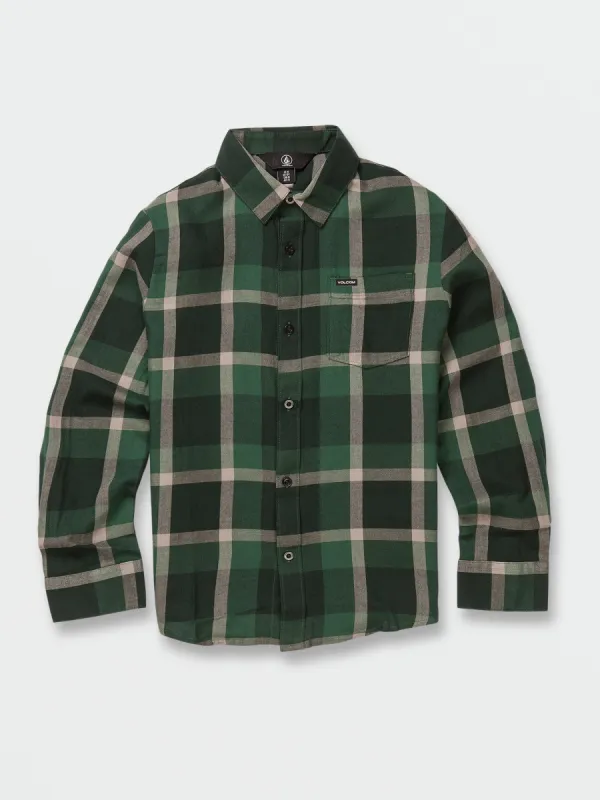 Big Boys Curwin Long Sleeve Flannel - Trekking Green sold by Volcom