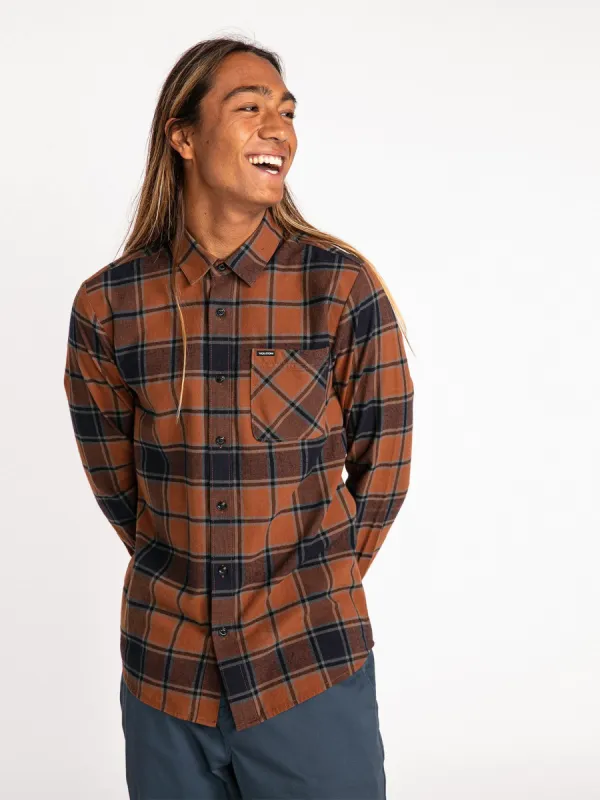 Caden Plaid Long Sleeve Flannel - Mocha sold by Volcom
