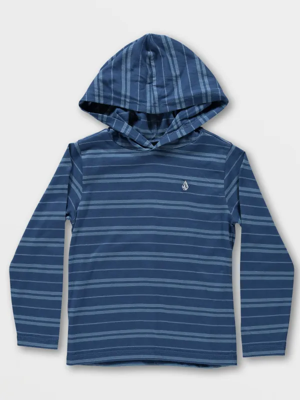 Little Boys Parables Striped Hooded Shirt - Wrecked Indigo sold by Volcom