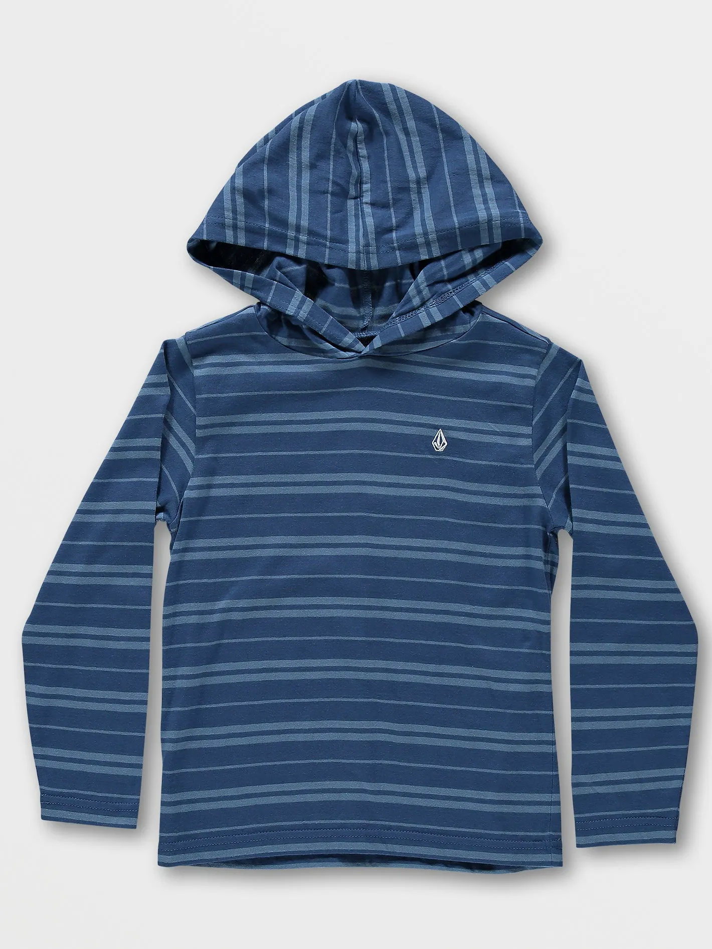 Little Boys Parables Striped Hooded Shirt - Wrecked Indigo sold by Volcom
