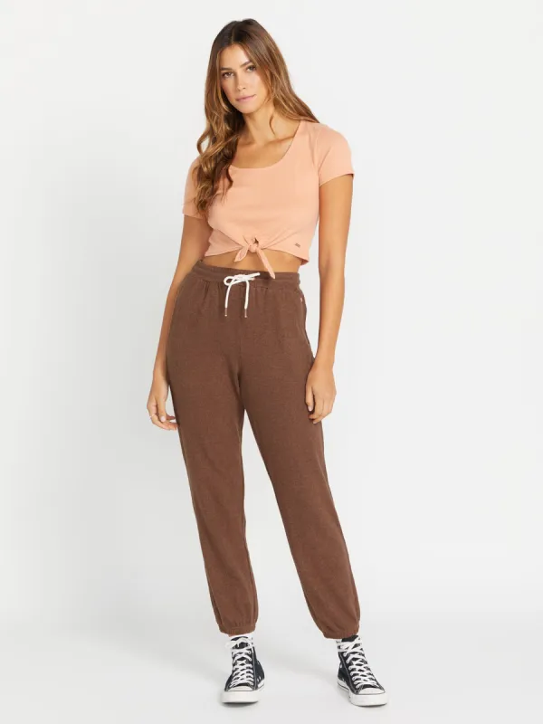 Lived in Lounge Elastic Waist Fleece Pants - Chocolate sold by Volcom
