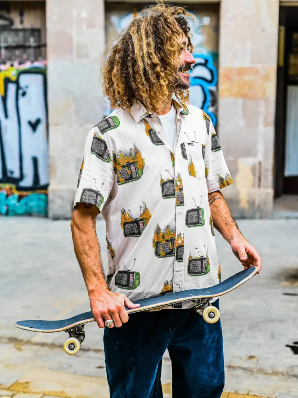 Featured Artist Justin Hager Woven Short Sleeve Shirt - Whitecap Grey sold by Volcom