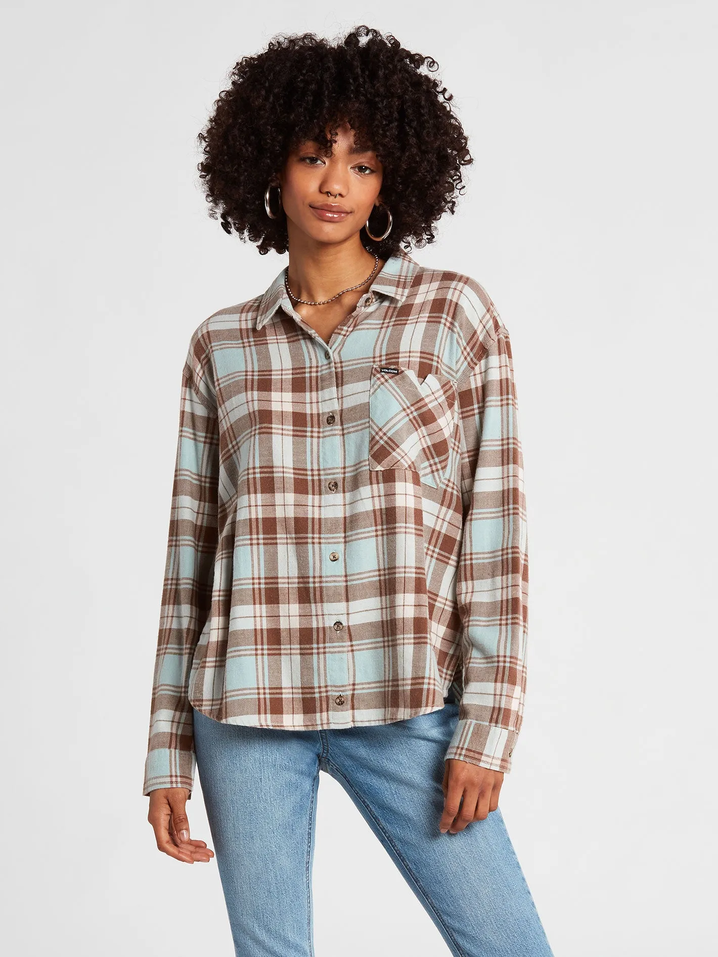 Plaid To Meet You Long Sleeve Flannel - Blue Fog sold by Volcom product image thumbnail 3