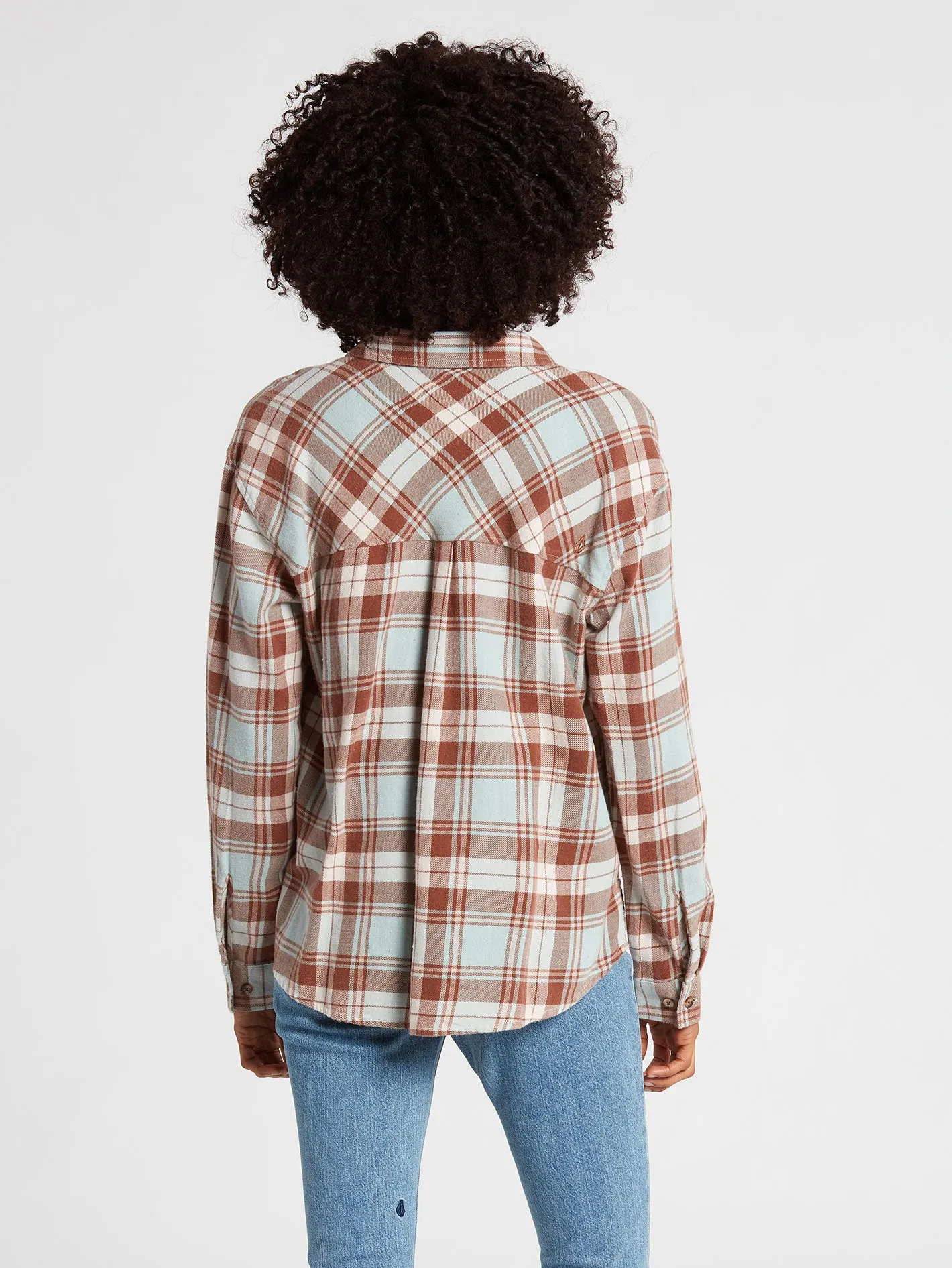 Plaid To Meet You Long Sleeve Flannel - Blue Fog sold by Volcom product image thumbnail 4