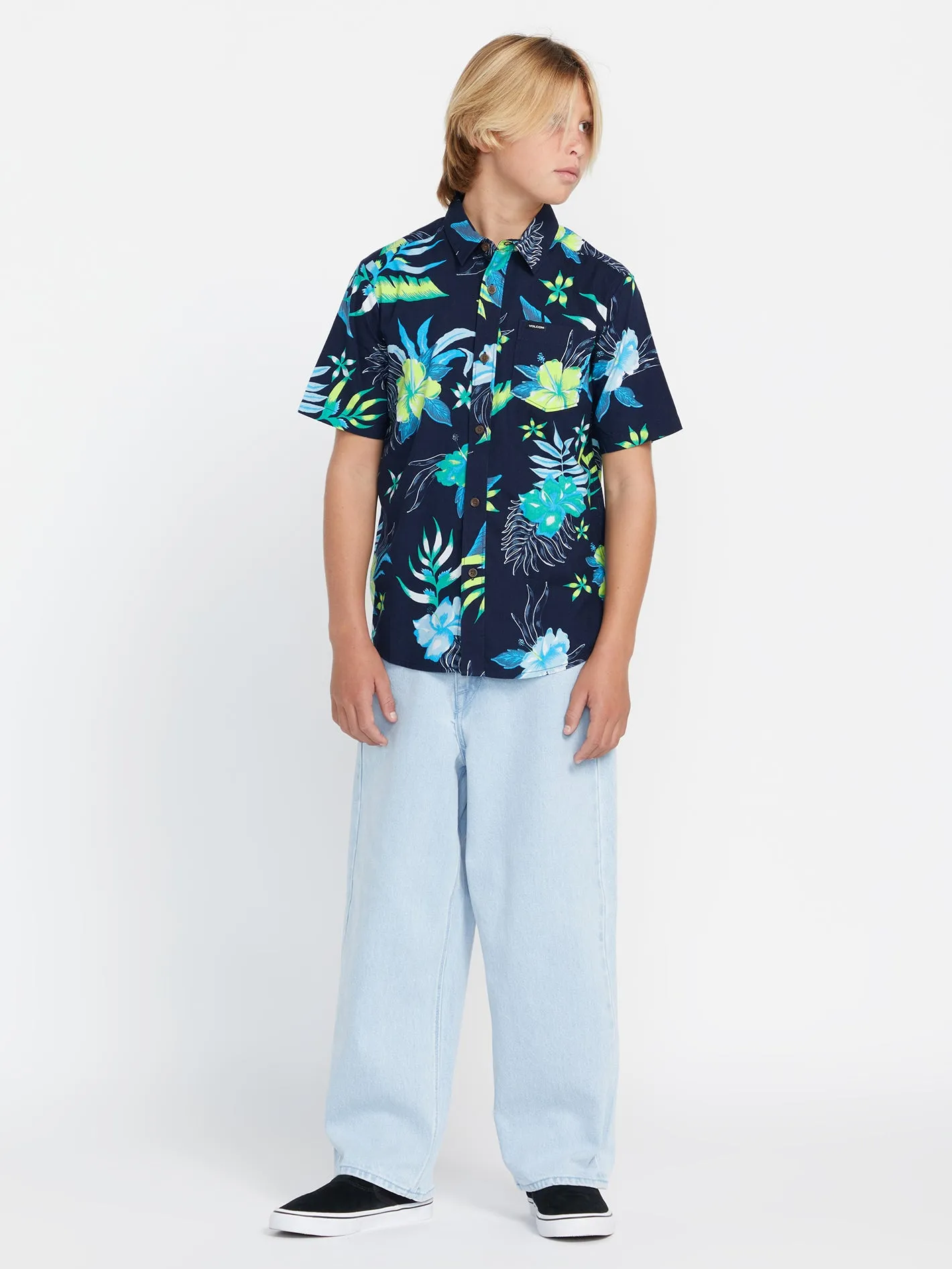 Big Boys Sunriser Floral Short Sleeve Shirt - Navy sold by Volcom product image thumbnail 3