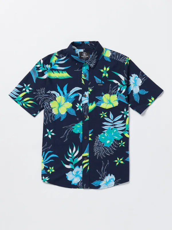 Big Boys Sunriser Floral Short Sleeve Shirt - Navy sold by Volcom