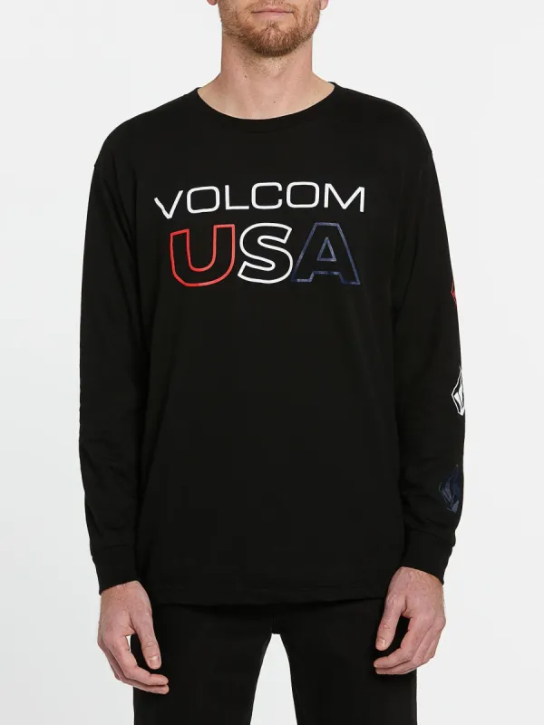 Mens USA Long Sleeve Tee - Black made by Volcom