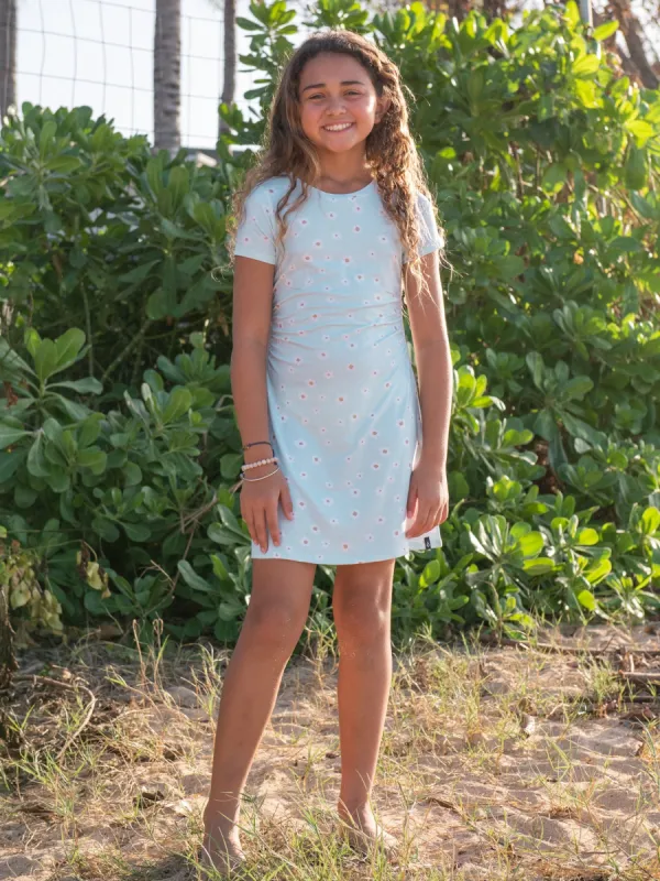 Girls Cryptogram Short Sleeve Dress - Pale Aqua sold by Volcom