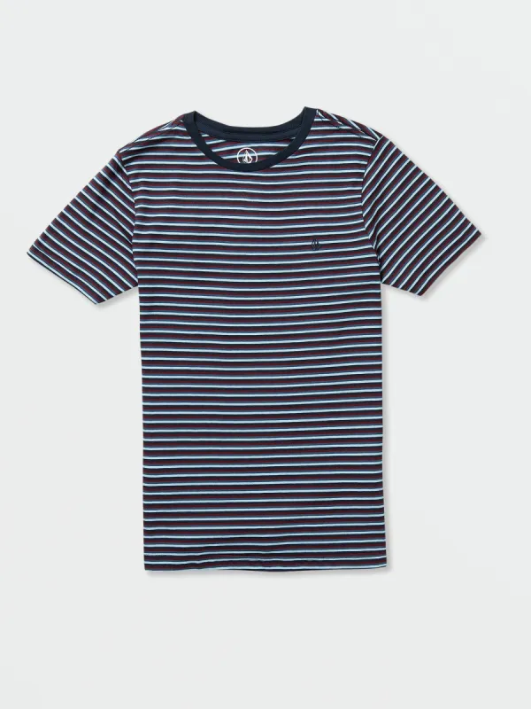 Big Boys Parables Stripes Crew Tee - Navy sold by Volcom