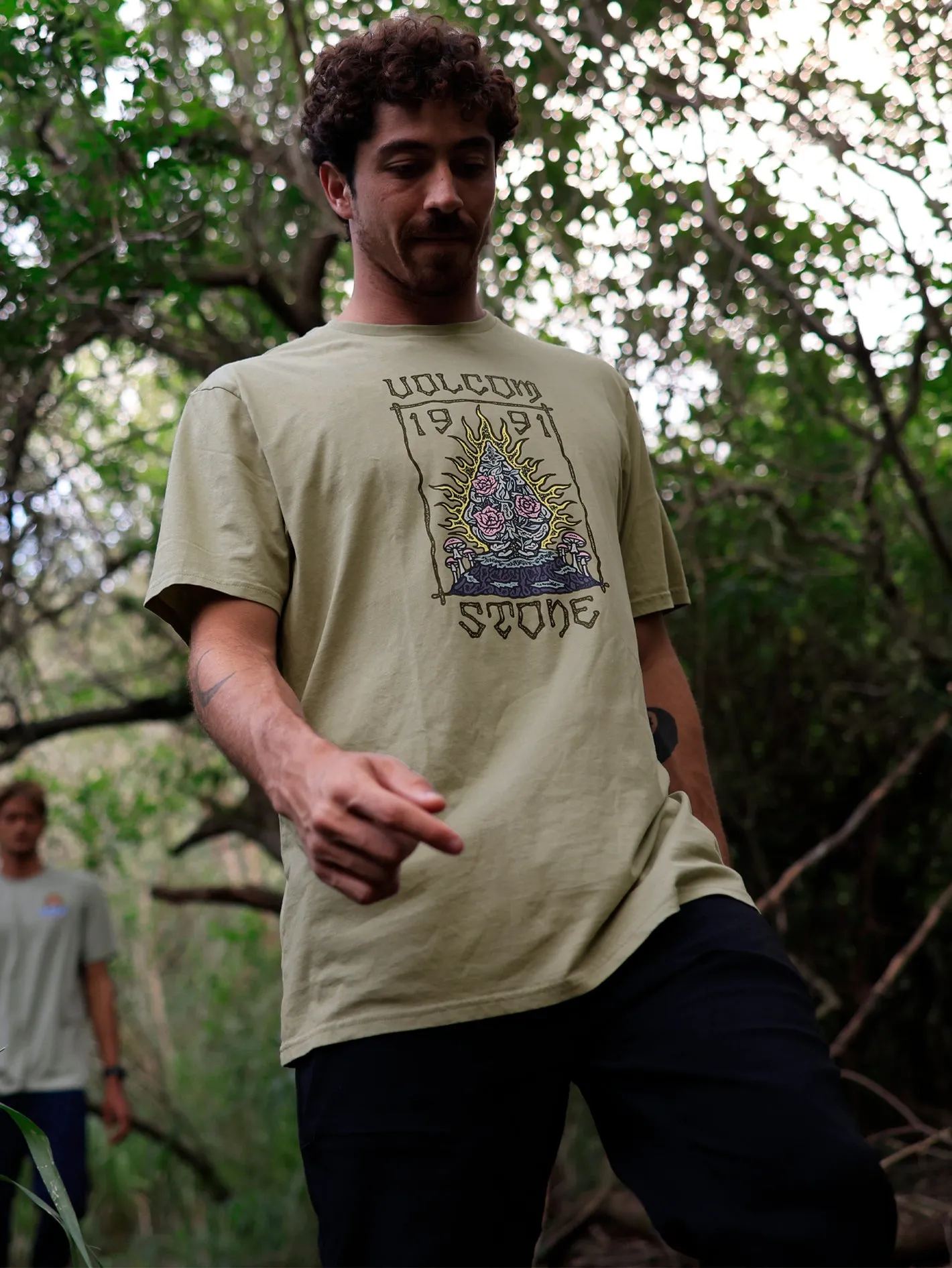 Farm to Yarn Caged Stone Short Sleeve Tee - Seagrass Green sold by Volcom