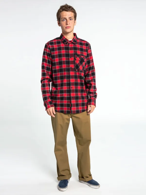 Shadows Long Sleeve Flannel - Black sold by Volcom